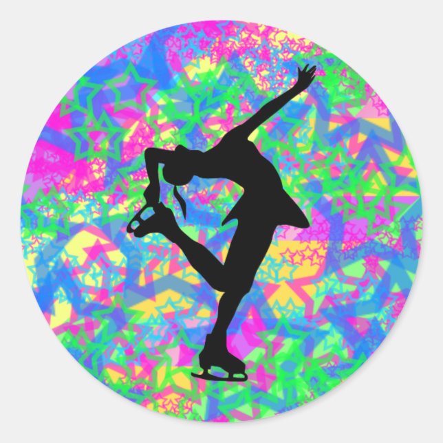 Figure Skater - Colorful Stars Sticker (Front)