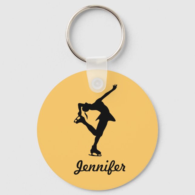 Figure Skater Girl & Name Key Chain (Peach) (Front)