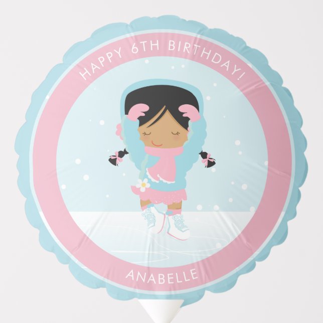 Figure Skater Girls Birthday Party Personalized Balloon (Front)