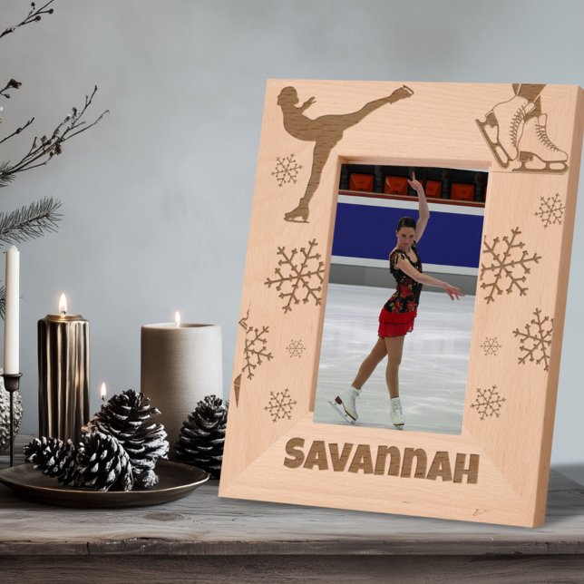 Figure Skater Ice Skating Custom Name Engraved Frames (Creator Uploaded)