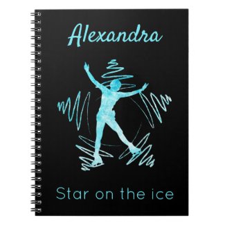 Figure skater notebook star on ice frozen blue