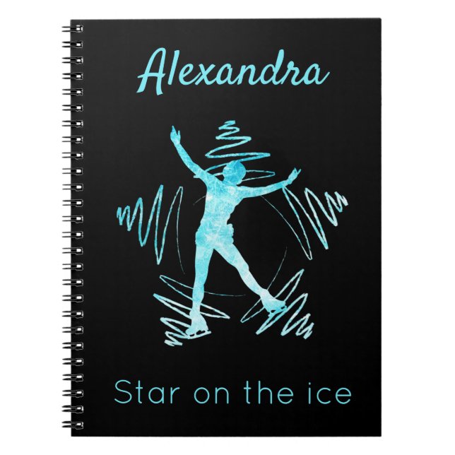 Figure skater notebook star on ice frozen blue (Front)