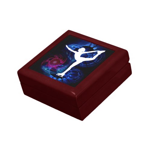 Figure Skater on Technicolor Ice Keepsake Box