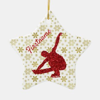 Figure skater ornament - Gold and red