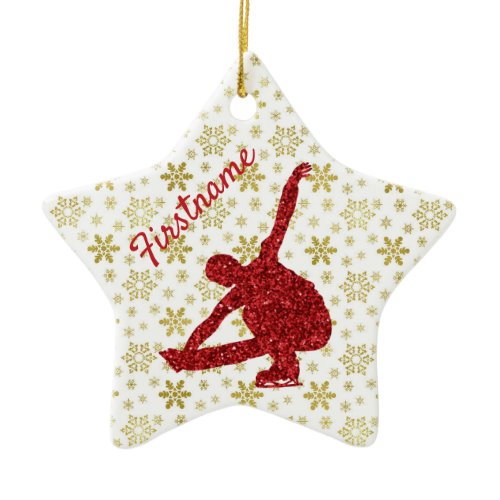 Figure skater ornament - Gold and red