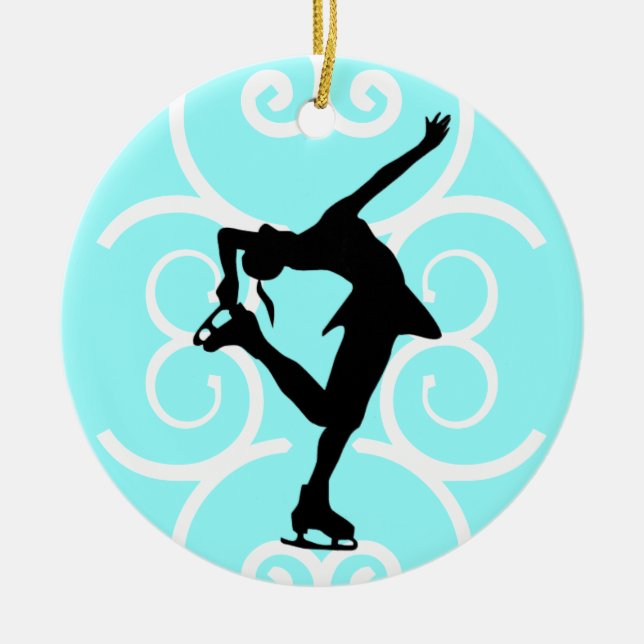 Figure Skater Ornament - Ice Blue - personalize it (Front)