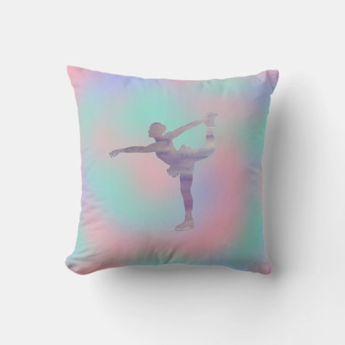 Figure Skater Painting Purple Throw Pillow
