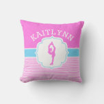 Figure Skater Pink Stripes With Baby Blue Throw Pillow at Zazzle