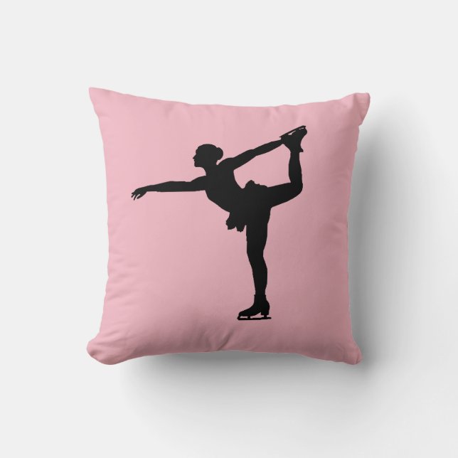 Figure Skater Pink Throw Pillow (Front)