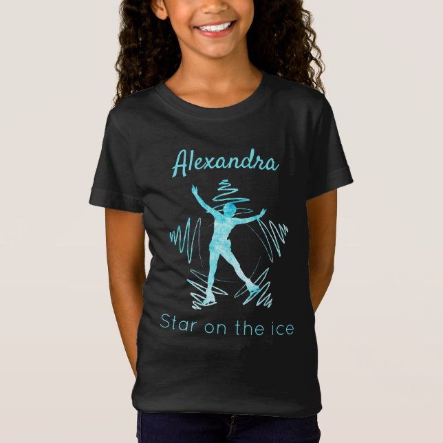 Figure skater t-shirt star on ice frozen blue (Front)