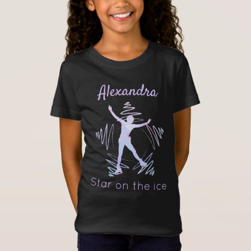 Figure skater t_shirt star on ice purple crystals