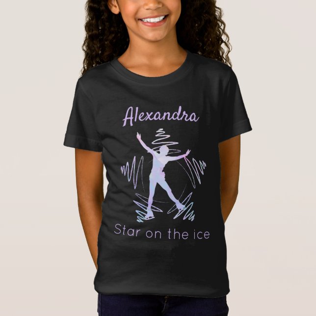 Figure skater t-shirt star on ice purple crystals (Front)