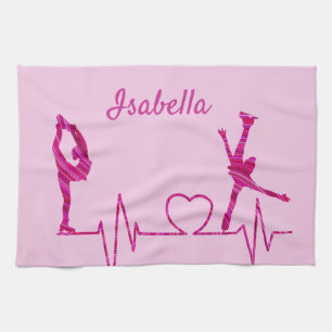Figure Skater Towel blade heartbeat pink swirl