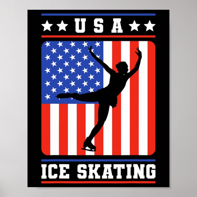 Figure Skater Usa Ice Skating  Poster (Front)