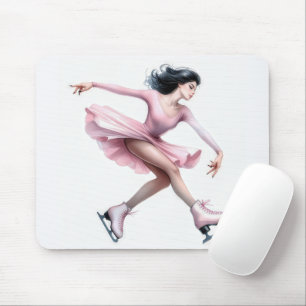 Figure Skater With Pink Ice Skates Mouse Pad