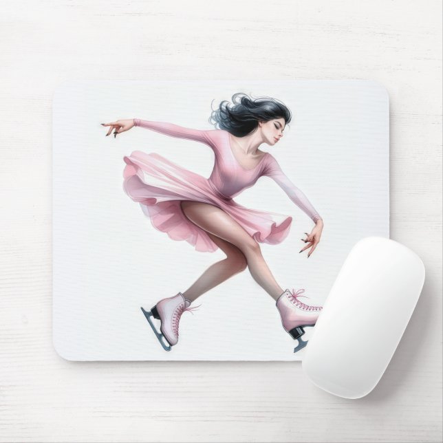 Figure Skater With Pink Ice Skates Mouse Pad (With Mouse)