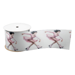 Figure Skater With Pink Ice Skates Satin Ribbon