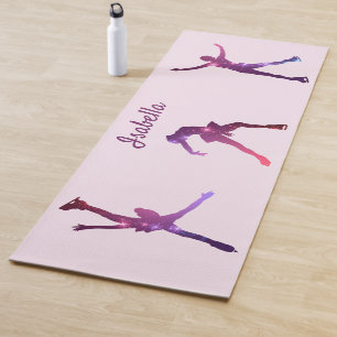 Figure skater yoga mat silhouettes purple stars