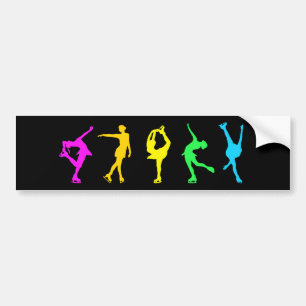 Figure Skaters Neon Pastel Rainbow Bumper Sticker