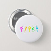 figure skaters neon rainbow pinback button (Front & Back)