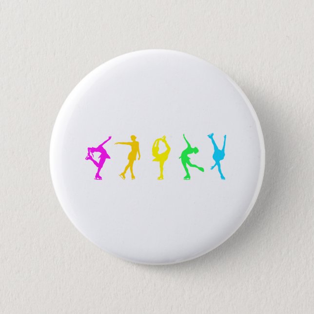 figure skaters neon rainbow pinback button (Front)