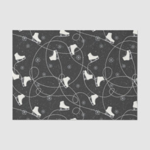 Figure Skates skating on almost black gray Tissue Paper