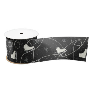 Figure Skates skating on almost black Satin Ribbon