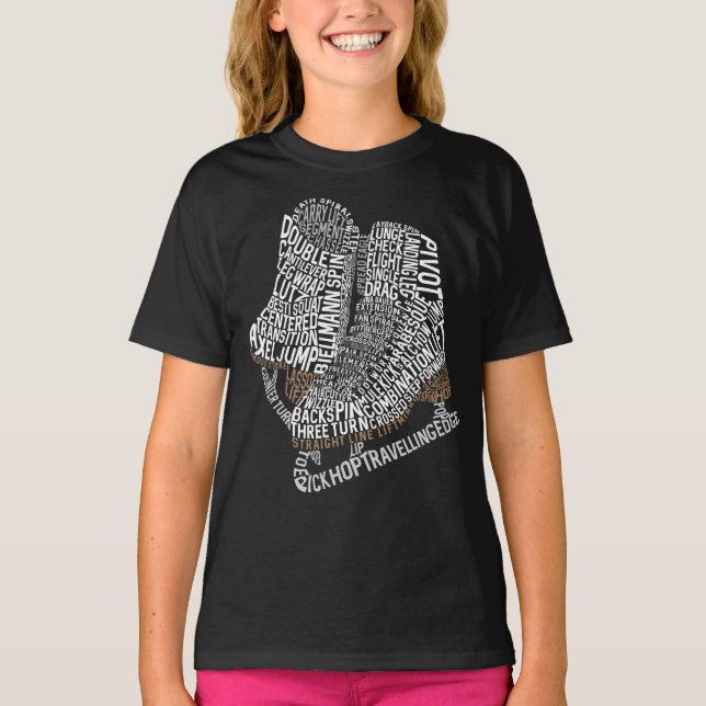 Figure Skates Word Art Ice Dance T-Shirt (Front)