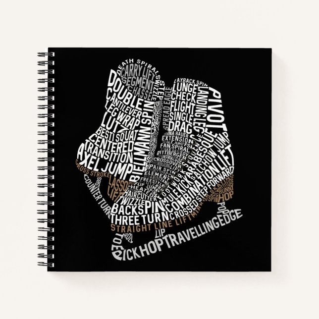 Figure Skates Word Art Ice Skating Notebook (Front)