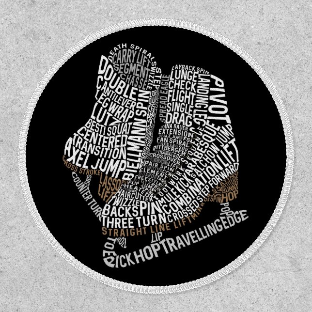 Figure Skates Word Art Ice Skating  Patch (Front)