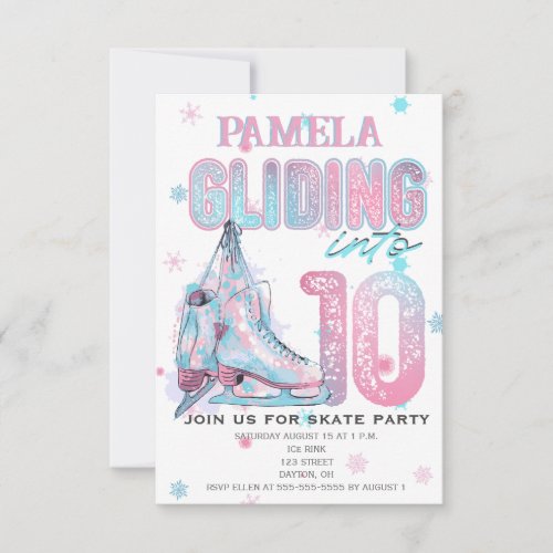Figure Skating 10th Birthday Party invitation