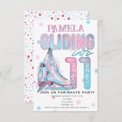 Figure Skating 11th Birthday Party invitation