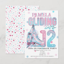 Figure Skating 12th Birthday Party invitation