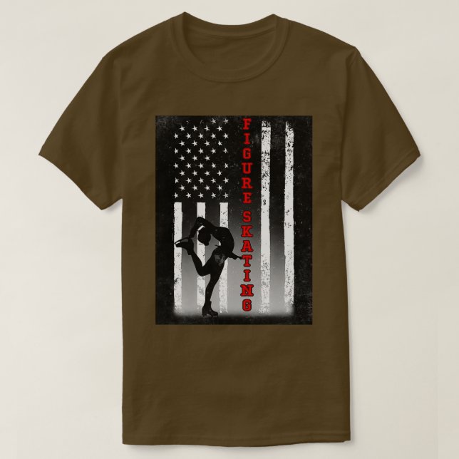 FIGURE SKATING AMERICAN FLAG BLACK T-Shirt (Design Front)