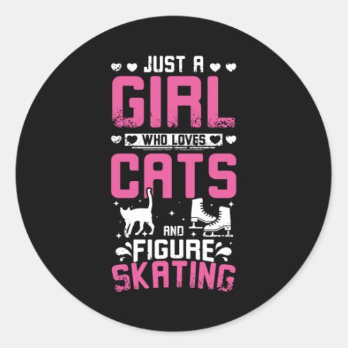 Figure Skating And Cats Classic Round Sticker