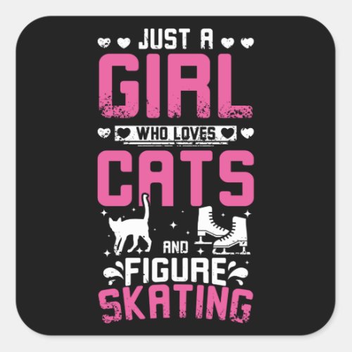 Figure Skating And Cats Square Sticker