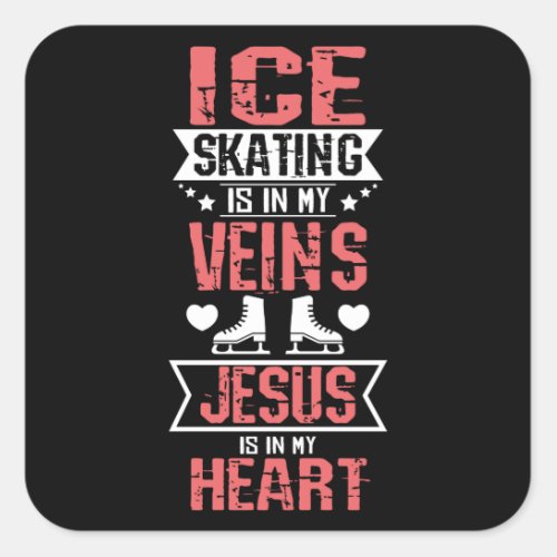 Figure Skating And Jesus In My Heart Square Sticker
