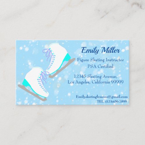 Figure Skating Blue Business Card