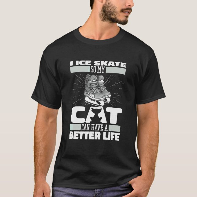 Figure Skating Cat   Ice Skating T-Shirt (Front)