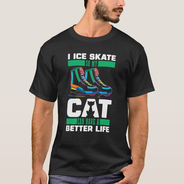 Figure Skating Cat  Ice Skating T-Shirt (Front)