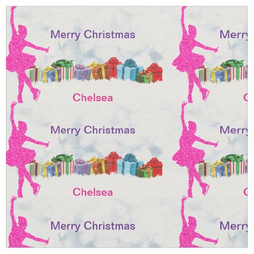 Figure Skating Christmas Fabric w/ Name