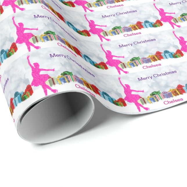 Figure Skating Christmas  Wrapping Paper (Roll Corner)