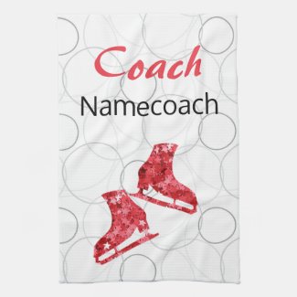 Figure skating coach - red star skate towel