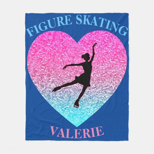 Figure Skating Fleece Blanket w/ Personalized Name (Front)