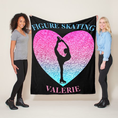 Figure Skating Fleece Blanket w Personalized Name