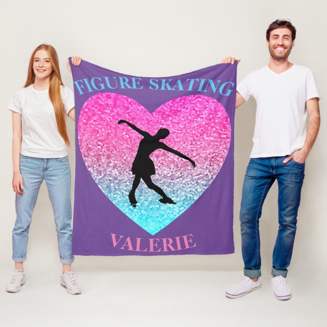 Figure Skating Fleece Blanket w/ Personalized Name (In Situ)