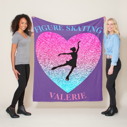 Figure Skating Fleece Blanket w Personalized Name