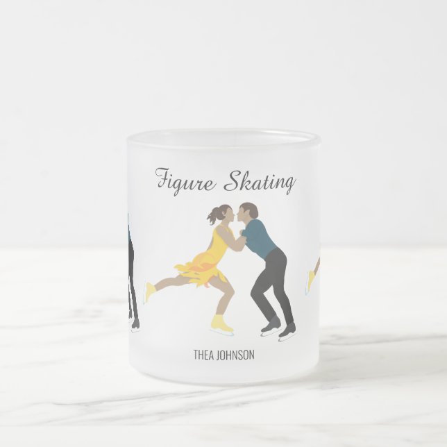 Figure Skating Frosted Glass Coffee Mug (Center)