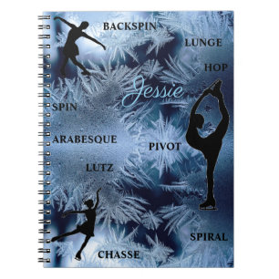 Figure Skating Frozen Typography Notebook w/ Name