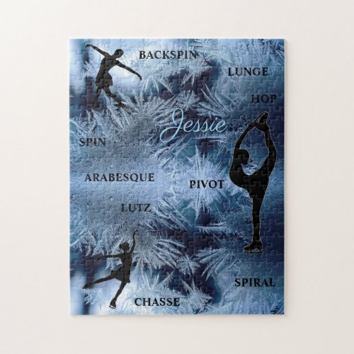 Figure Skating Frozen Typography Puzzle w Name